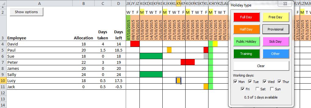 Free Excel Staff Holiday Planner – Excel Macros