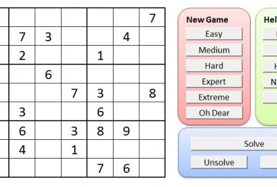 Sudoku puzzle creator and solver - Excel Macros