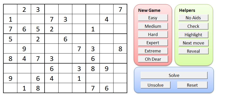 Screenprint of the Sudoku puzzle creator